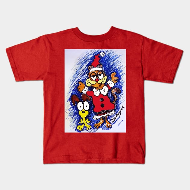 Garfield and Odie Friends Christmas Kids T-Shirt by TheArtQueenOfMichigan 